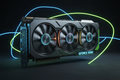 NVIDIA GeForce RTX 5080 graphics card with dramatic neon lighting